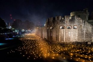 A remembrance display outside the Tower of London