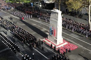 A remembrance service at the Cenotaph