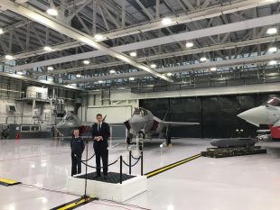 The Defence Secretary at RAF Marham announcing that the UK's F-35 jets are now combat-ready.