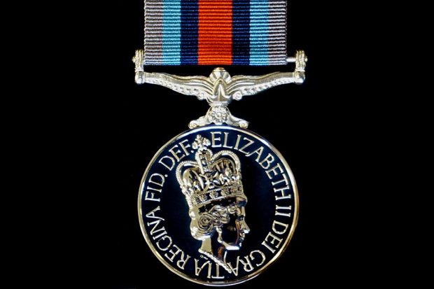 A medal worn without a clasp for service on Operation Shader
