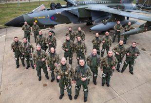 The pilots and navigators of the final Tornado flypast.