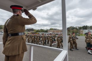 The latest recruits pass out of ITC Catterick in front of their families. 