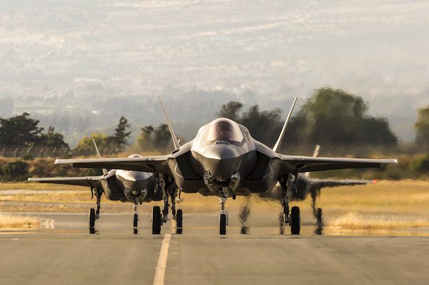 Pictured here are Royal Air Force F-35B Lightning II aircraft arriving at RAF Akrotiri (Cyprus), to take part in Exercise Lightning Dawn.