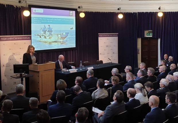 Defence Secretary Penny Mordaunt speaking at the First Sea Lord’s Sea Power Conference 2019, held at RUSI.