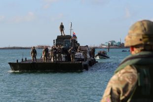 Humanitarian and Disaster Relief (HADR) teams from RFA Mounts Bay delivering aid to the Island of Great Abaco in the Bahamas